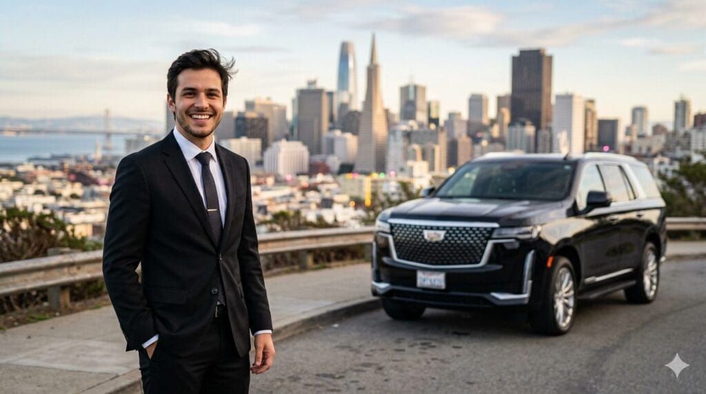 Professional limousine service vehicle ready for luxury transportation in San Francisco